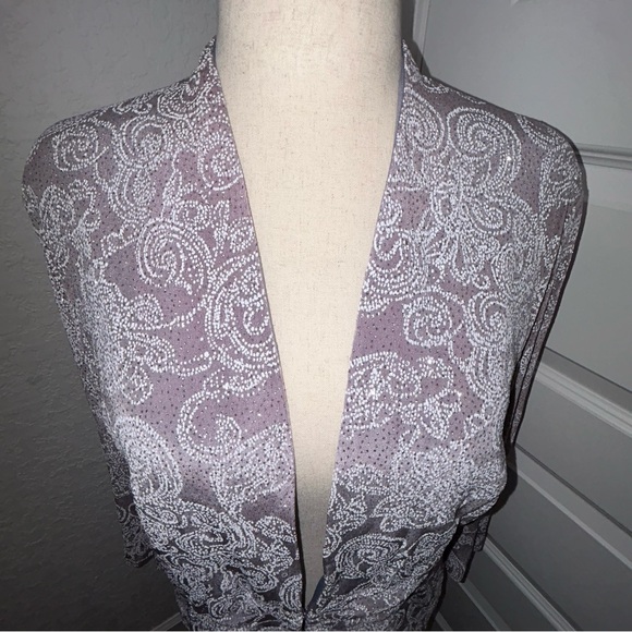 ALEX Evenings Embellished Metallic Shimmer Glitter Hook Closure Jacket - Picture 2 of 8